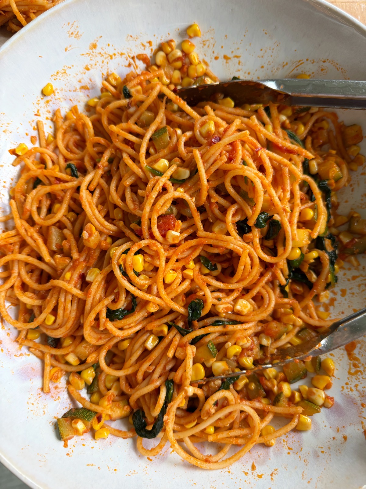Summer Pasta with Corn and Zucchini and Rao&rsquo;s Homemade Marinara Sauce!! It's simply the best and the only sauce I keep in my pantry!