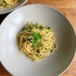Spaghetti alla Nerano is a simple combination of pasta and zucchini. Its sauce is made from zucchini that’s deep-fried, cooled, and mashed.
